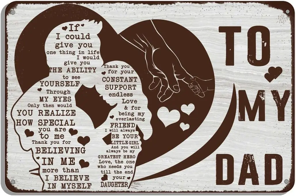 Fther's Dy Brthdy to My Dd Metl Tn Sgn from Dughter Gfts Hppy Fthers Prnt Wll rt Новинка 8x1