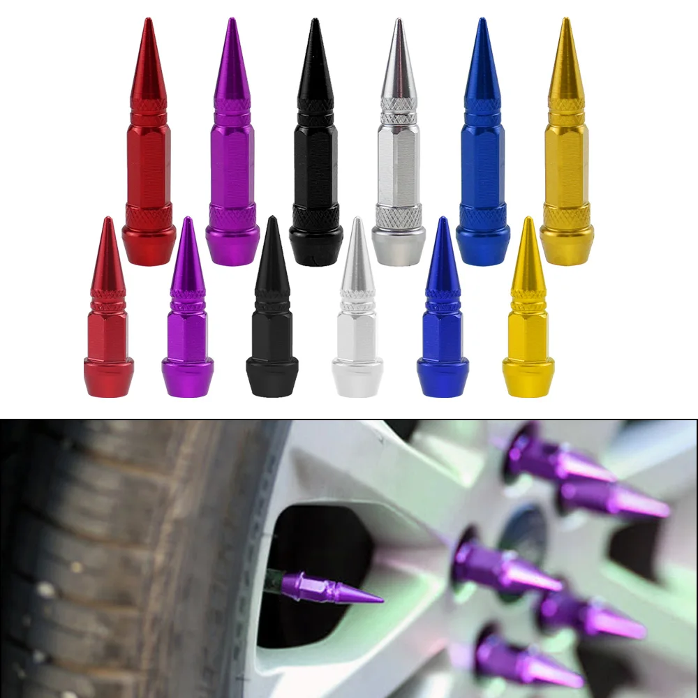 

4Pcs Car Tire Valve Stem Cap Spike Shaped Metal Dust Covers Universal Aluminum Car Styling Wheel Tires Valves 45mm 60mm