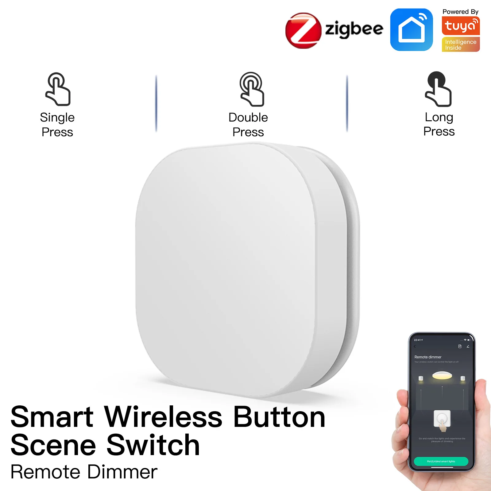 

Tuya WiFi Smart Wireless ZigBee Button Scene Random Sticker Switch Remote Dimmer APP Voice Control Works With Alexa, Google Home