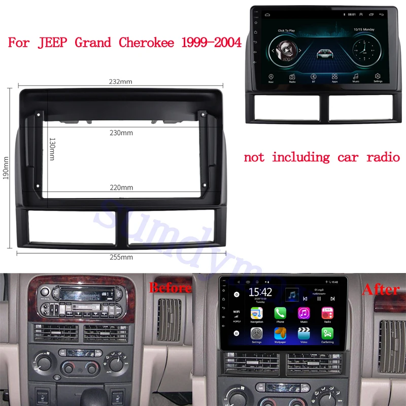 

Автомобильный радиоприемник 2DIN на Android, панель с gps-навигацией для Jeep Grand Cherokee 1999-2004, автомобильная аудиорамка с большим экраном 9 дюймов