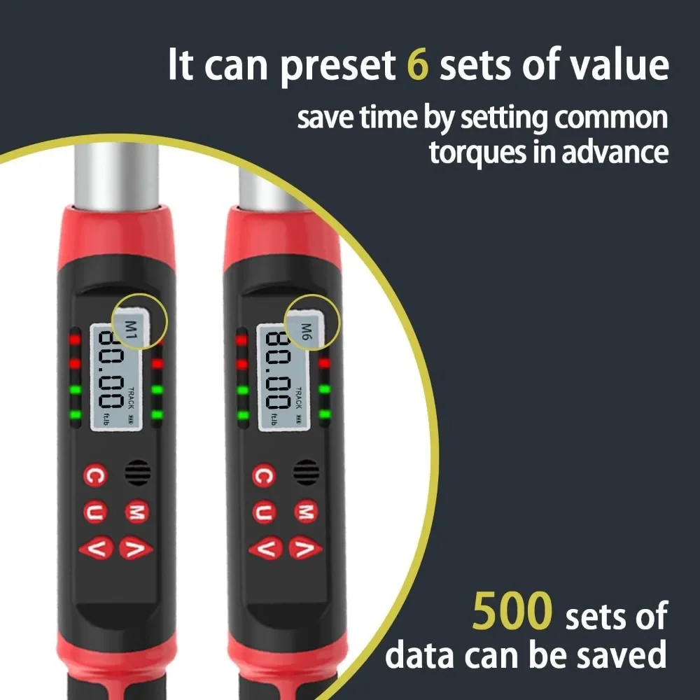 Регулируемый Цифровой Динамометрический ключ для 5-99.6ft-lbs/6.8-135N-m 14 × 18 мм открытый