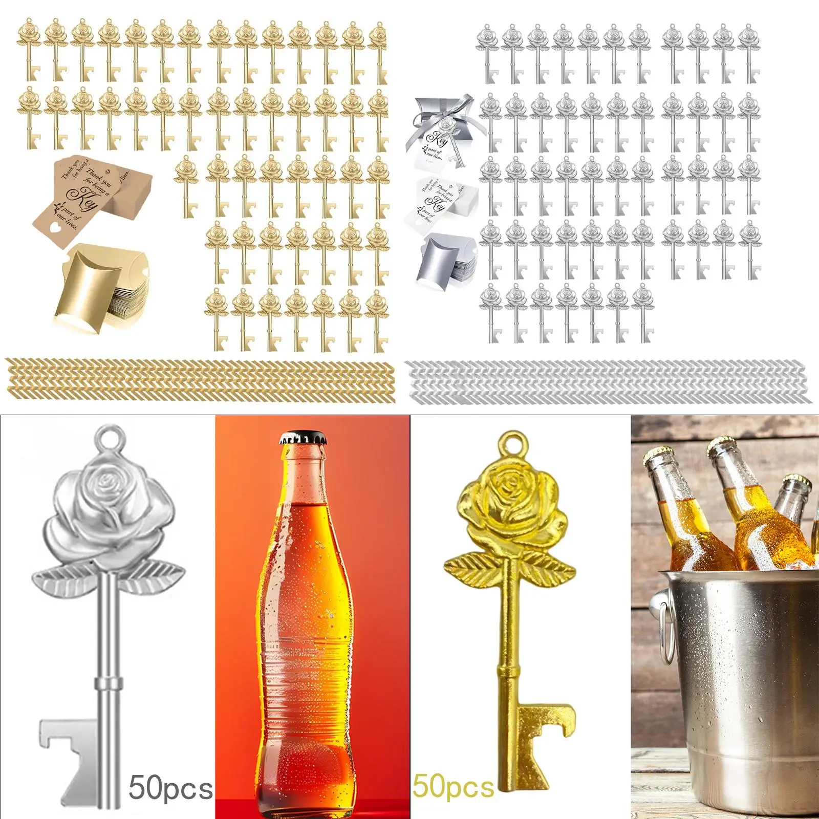 Открывалки для ключей с лентами 50 шт.