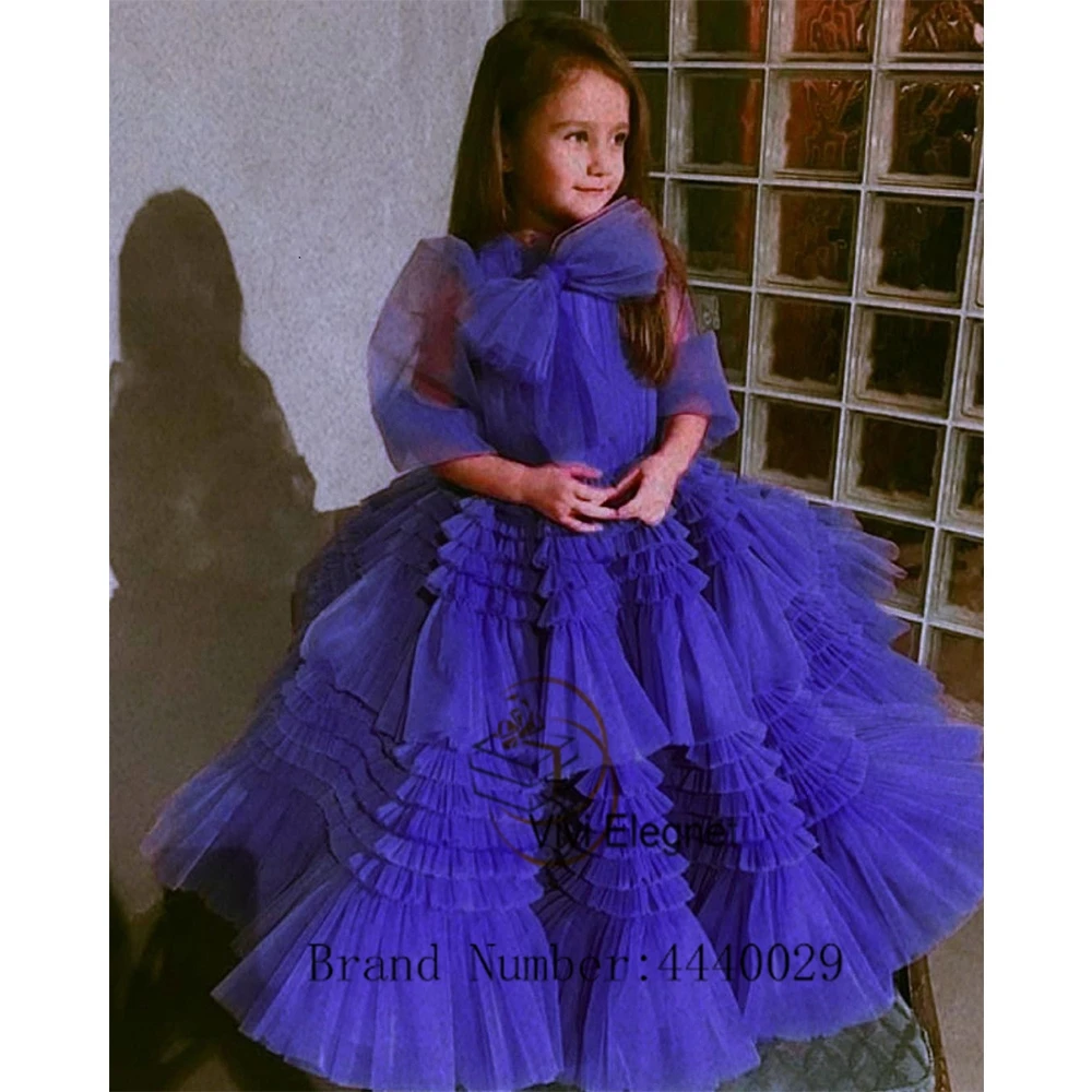 

Charming Scoop Flower Girl Dresses for Women Tiered Floor Length Wedding Party Gowns 2023 Bow فساتين اطفال للعيد New Soft Tulle
