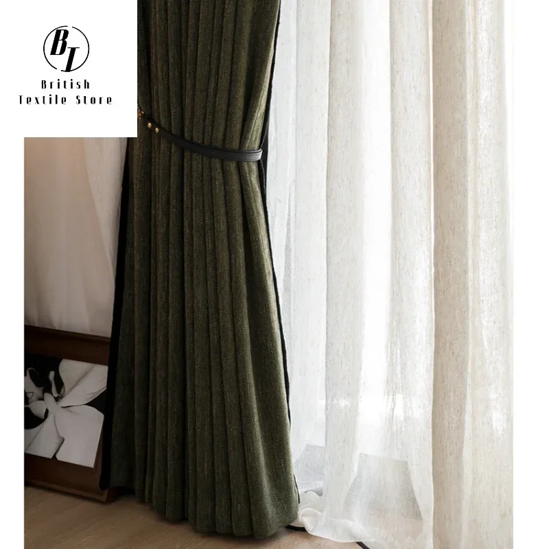 Модные зеленые синельные шторы в стиле ретро для гостиной спальни столовой