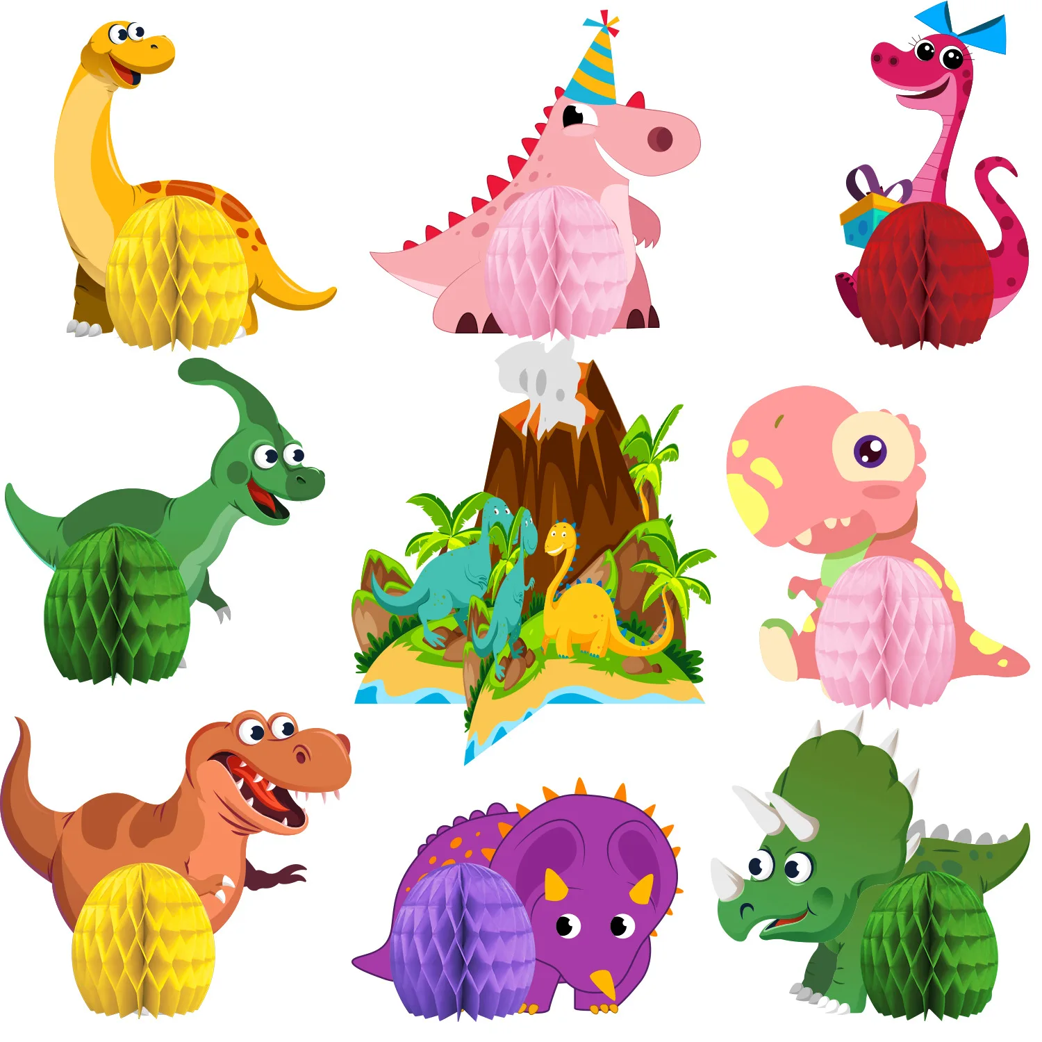 

Мультяшные динозавры джунглей DIY сотовый шар трицерозавр Дети Мальчики один день Рождения Вечеринка динозавр Динозавр тема парти Baby Shower