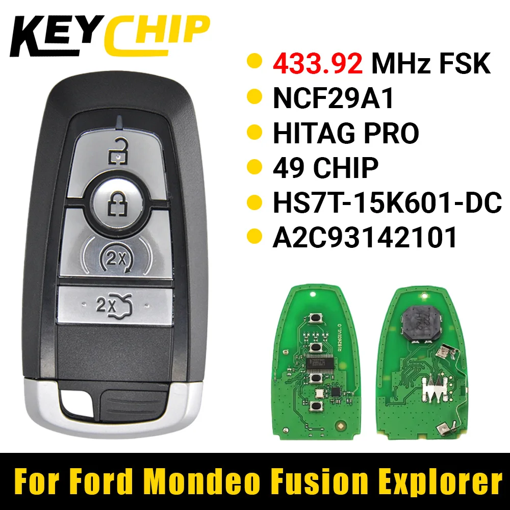 

KC 433,92 МГц HS7T-15K601-DC A2C 93142101 Умный ключ от автомобиля для Ford Mondeo Fusion Explorer Expedition 2017 2018 2019 2020