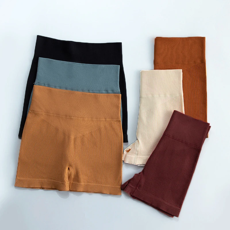 Women Ribbed Shorts High Waist Gym Workout Fitness Yoga Shorts Women Short Hip Push Up Gym Sports Cycling Shorts Women Leggings