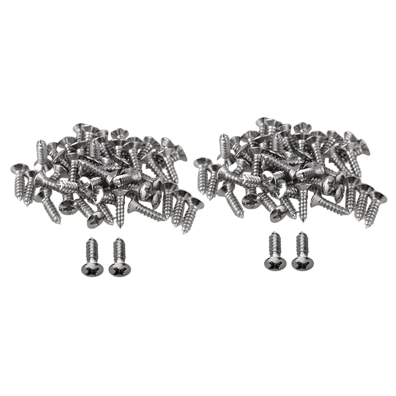 

100X Guitar Bass Screws Parts For Scratchplates Pickguard, Silver