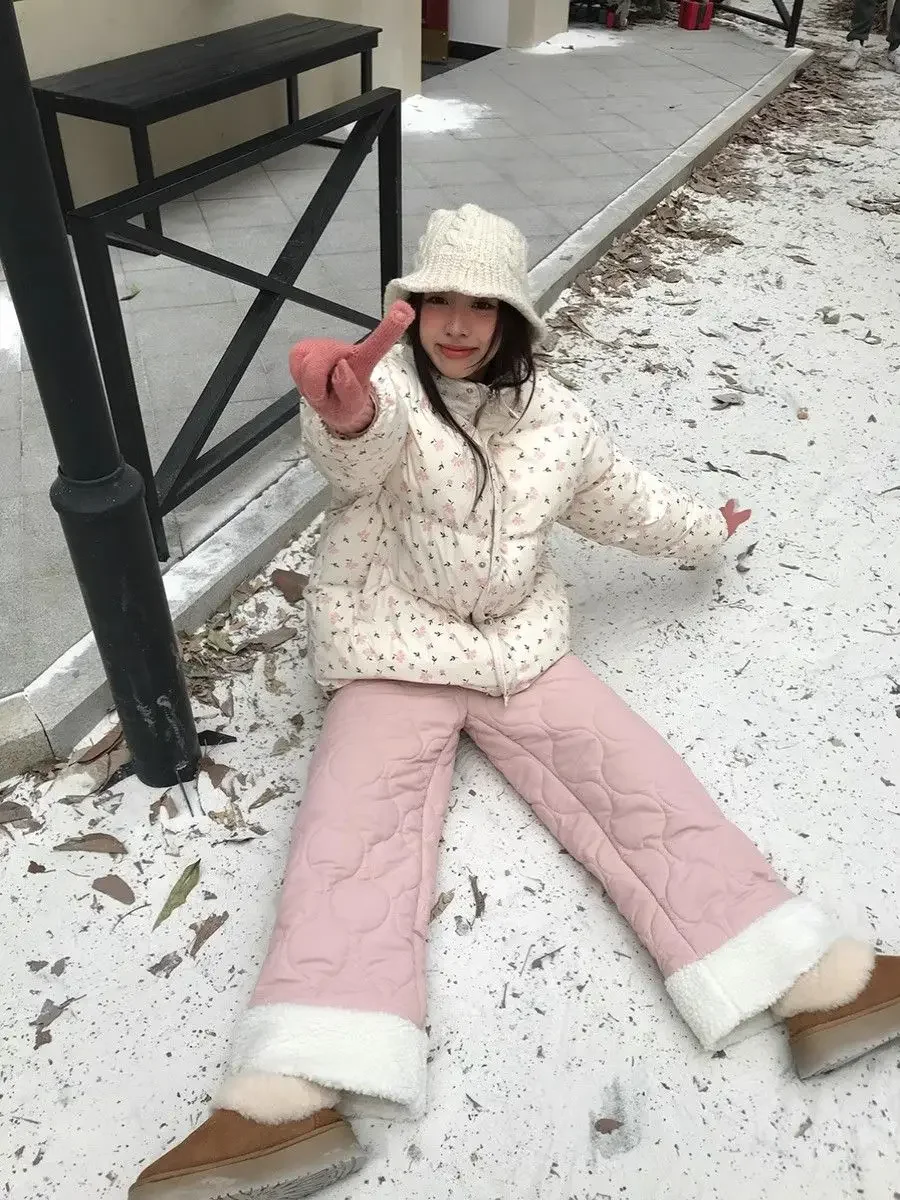 Gaganight женская корейская версия хлопковая куртка с цветочным принтом 23 осень-зима