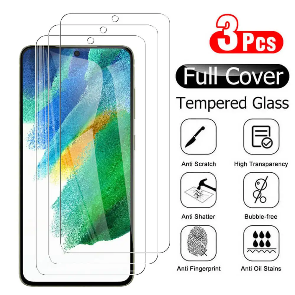 

3Pcs 9H 0.15mm Full Cover For Samsung S21 FE Protective Glass For Samsung S21 FE 6.4" SM-G990B/DS Safety Glass Screen Protectors