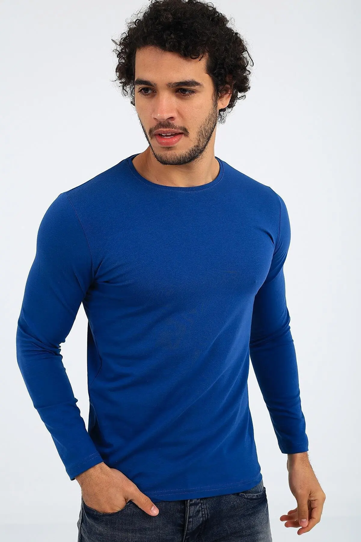 

Slim Fit Lycra long sleeve Basic Sweat Top Trend Fashion Sweatshirts For Men Streetwear 32131953