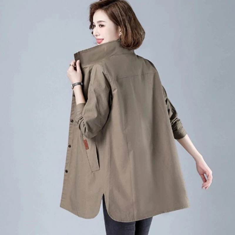 

Ветровка женская средней длины, весна-осень 2023, тренчкот, тонкая ветровка-кофта, верхняя одежда, женский кардиган, одежда хаки