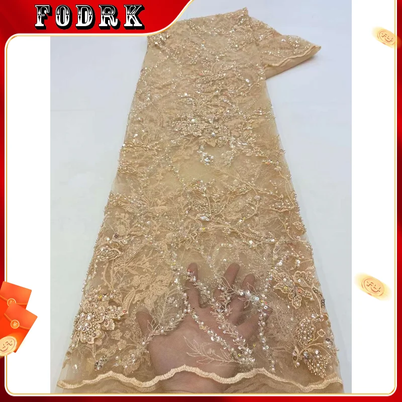 

Роскошные африканские блестки, бусины, тюль для жениха, кружевная ткань 2023, Высококачественная вышивка, французская кружевная ткань для ста...