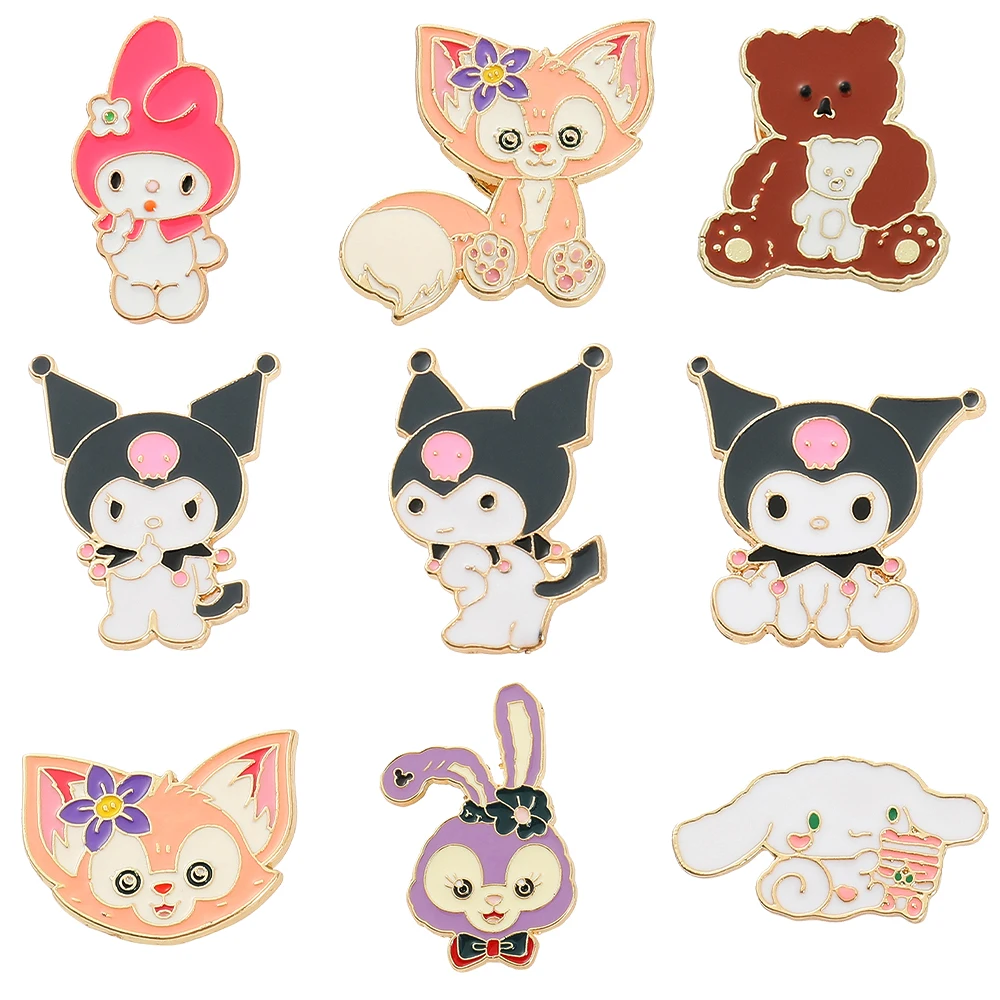 

Sanrio Series Brooch Cartoon Melody Cinnamoroll Lapel Pins Cute Kuromi Scarf Buckle Metal Button Pin Anime Jewelry Gift for Girl