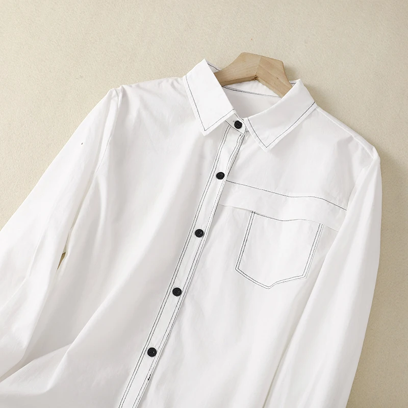 

SuperAen корейский стиль однотонная Милая цветная рубашка с длинным рукавом однобортный Топ воротник с лацканами белая рубашка для женщин