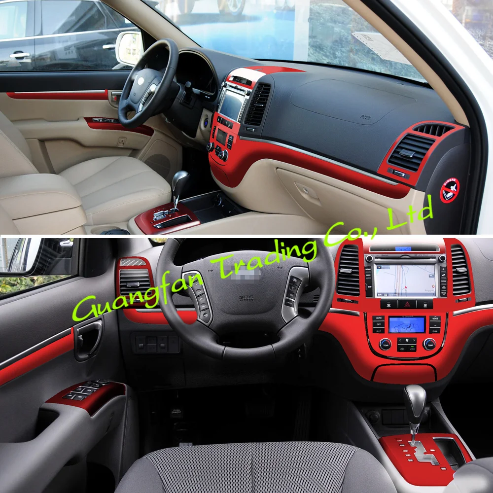 

For old Hyundai Santa Fe 2006-2012 Interior Central Control Panel Door Handle Carbon Fiber Sticker Decals Car styling Accessorie