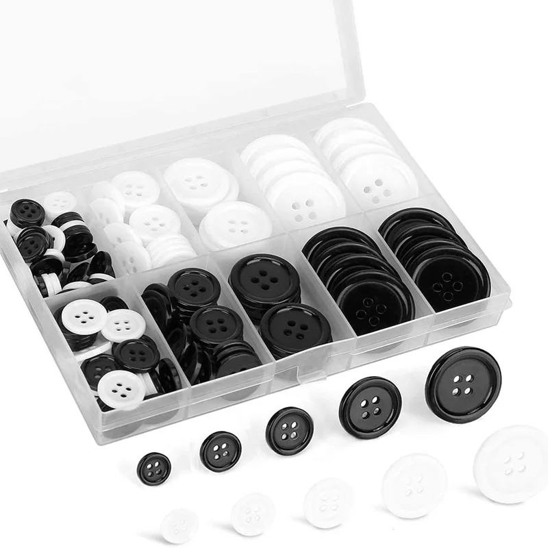 

Аксессуары для одежды 160 шт. черно-белые круглые регулируемые кнопки с 4 отверстиями для рукоделия шитья детское шитье одежды