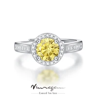 vinregem real 925 sterling silver round fancy vivid light yellow moissanite wedding engagement ring for women gift drop shipping