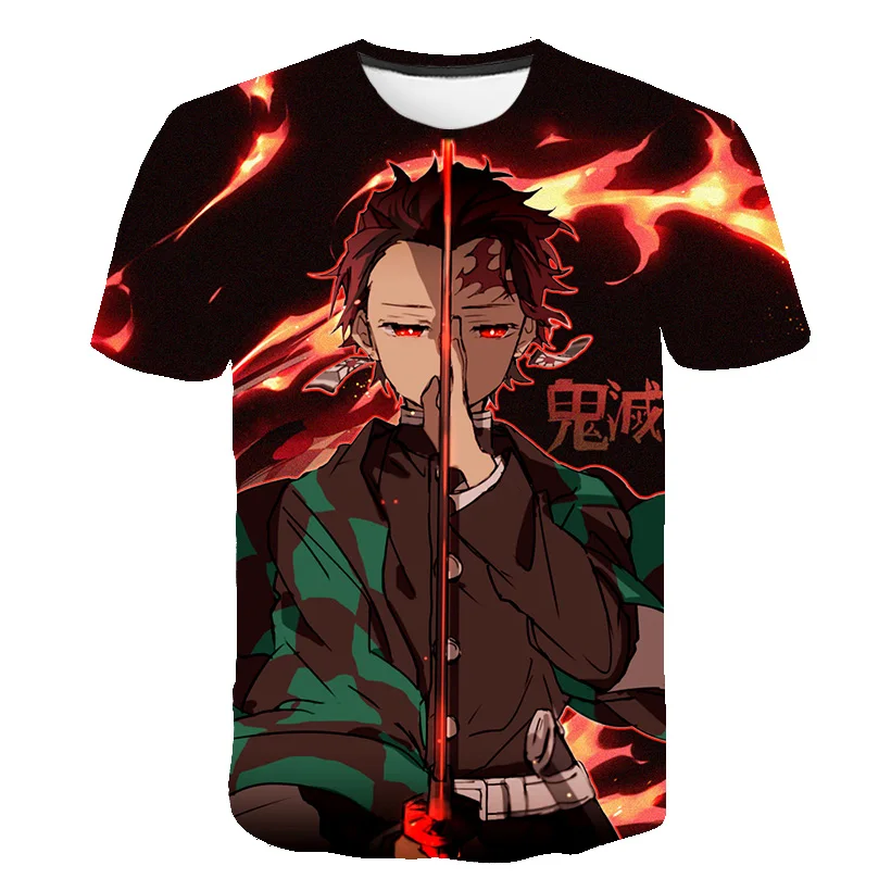

2022 New Demon Slayer T Shirt Kids Ghost Blade T-shirt Kimetsu No Yaiba Anime Demon Cool Blade T Shirt Boy Girl 3-14y Clothes