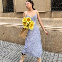 womens clothes 2022 summer new beach vacation fashion floral print sexy backless strap slim long dress