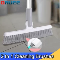 floor scrub brush 2 in 1 cleaning brushes long handle removable wiper broom cleaning brush squeegee tile kitchen cleaning tools