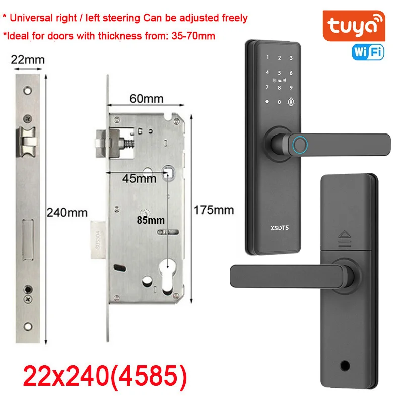 

Биометрический Электронный Дверной Замок, Цифровой Черный Смарт-замок С Дистанционным Управлением Через Приложение Tuya