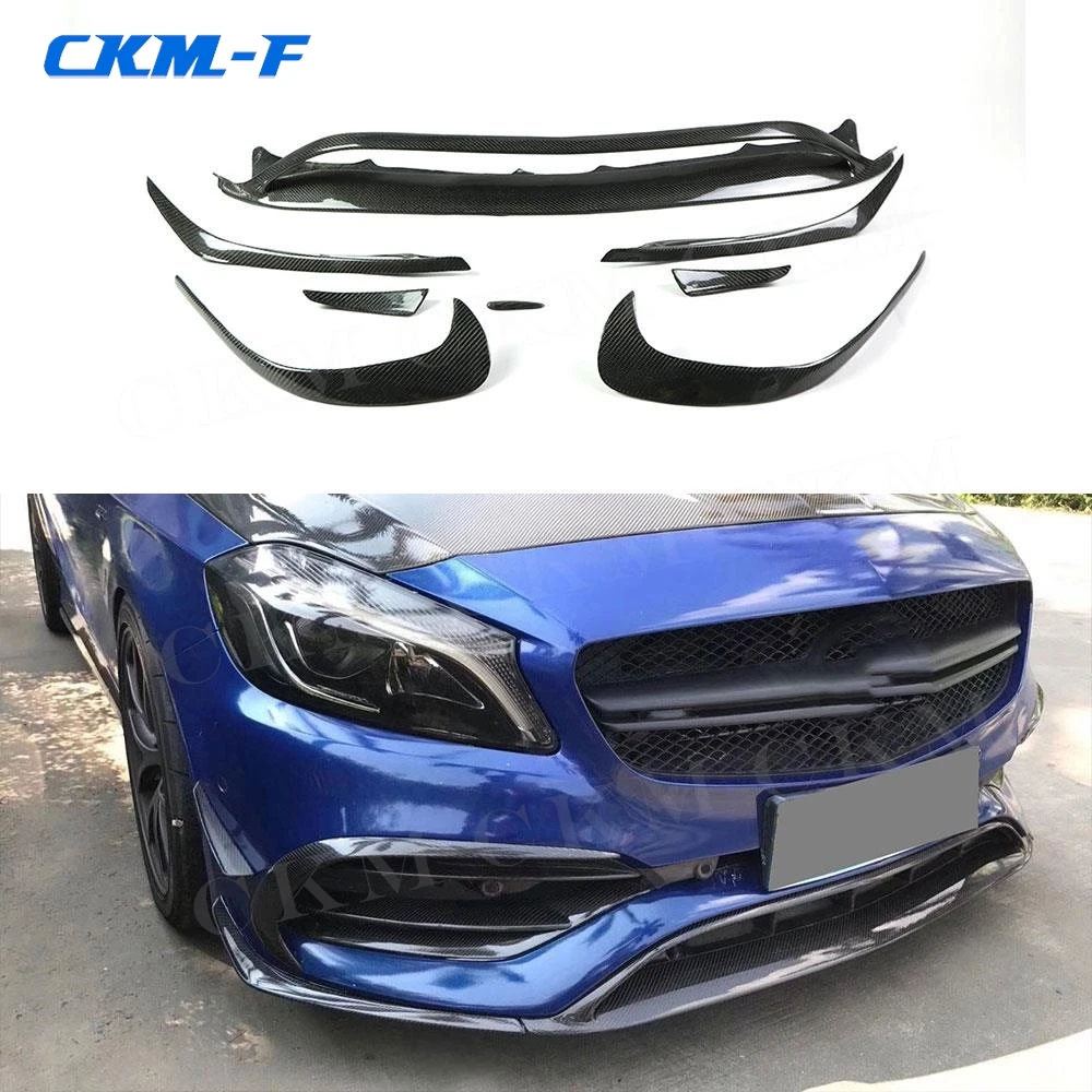 Передний спойлер из углеродного волокна разветвители для Benz A Class W176 A200 A250 A45 AMG 2016+
