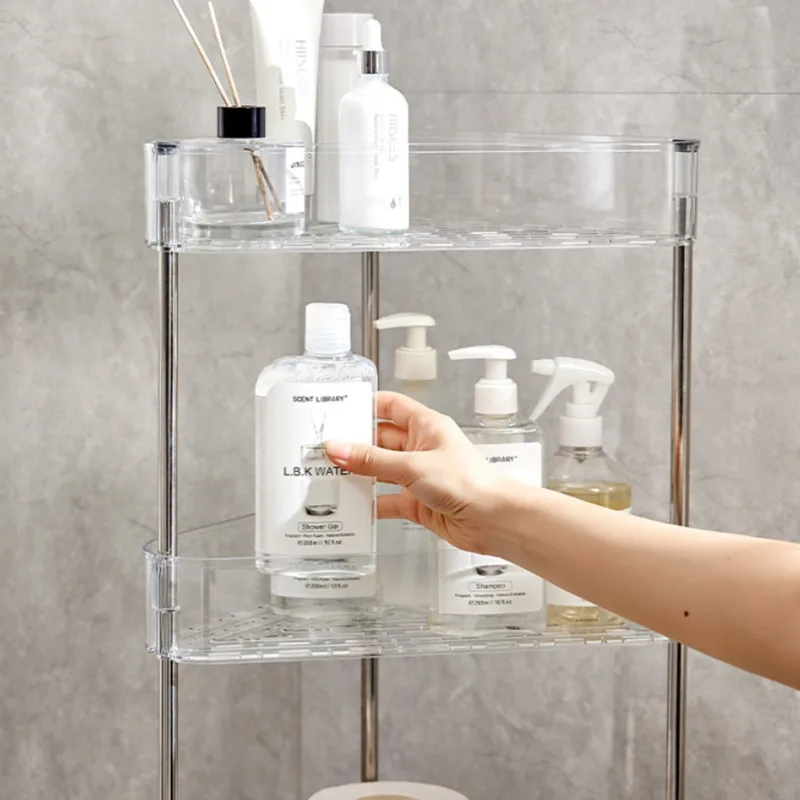 Угловая полка для хранения в ванной комнате тележка с раздвижными колесами