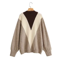 2020 winter women elegant casual color block autumn sweater jumper o neck female one size pullovers knitted chic fashion tops