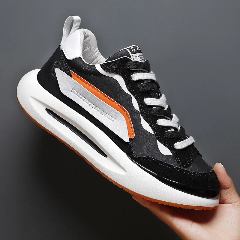 

2022 Spring New Season Men's Sports Shoes Outdoor Thick-soled Shoes Microfiber Leather Shoes Wear-resistant Non-slip Man's Shoes