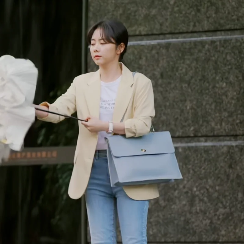 Новая нишевая сумка женская сумка-тоут модный вместительный кожаный портфель на