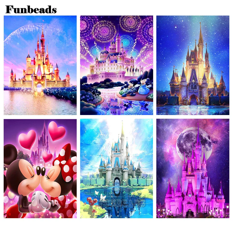 

5D DIY Full Diamond Embroidery Round Disney Castle inlaid Diamond Painting Mosaic Landscape Cross Stitch Kits Home Decor DS208