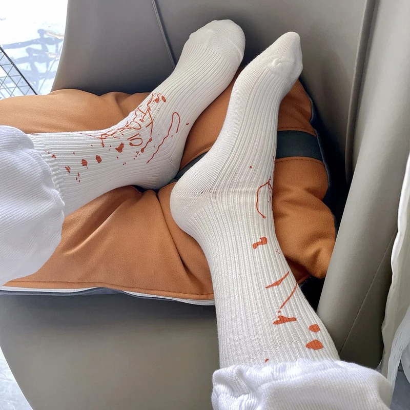 

Kawaii Harajuku Graffiti Cotton Socks Women Fashion Straight Trendy Cute Designer Socks