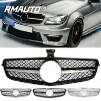 rmauto c63 amg style car front bumper grille racing grill for mercedes w204 c200 c250 c350 2007 2014 car body styling kit