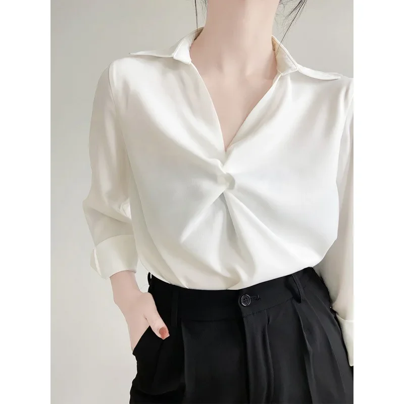 Шифоновая рубашка для женщин на раннюю осень тонкая профессиональная деловая