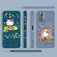 cute anime hello kitty for xiaomi redmi note 11 11s 10 10s 9 9s 9t 8 8t 7 5 pro 4g 5g liquid left rope phone case cover coque