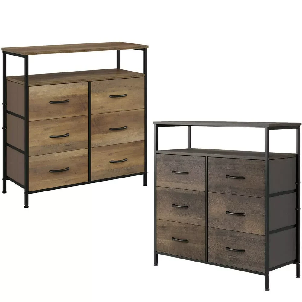 

Sideboard Storage Cabinet Chest with 6 Drawers Wood Household Furniture for Home Kitchen Bedroom Living Room Hallway Drawer