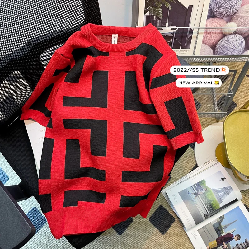 

Sleeve Short-sleeved Summer Casual Five-quarter Versatile Sweater Spring Round-neck And Sweater Sweater Men's