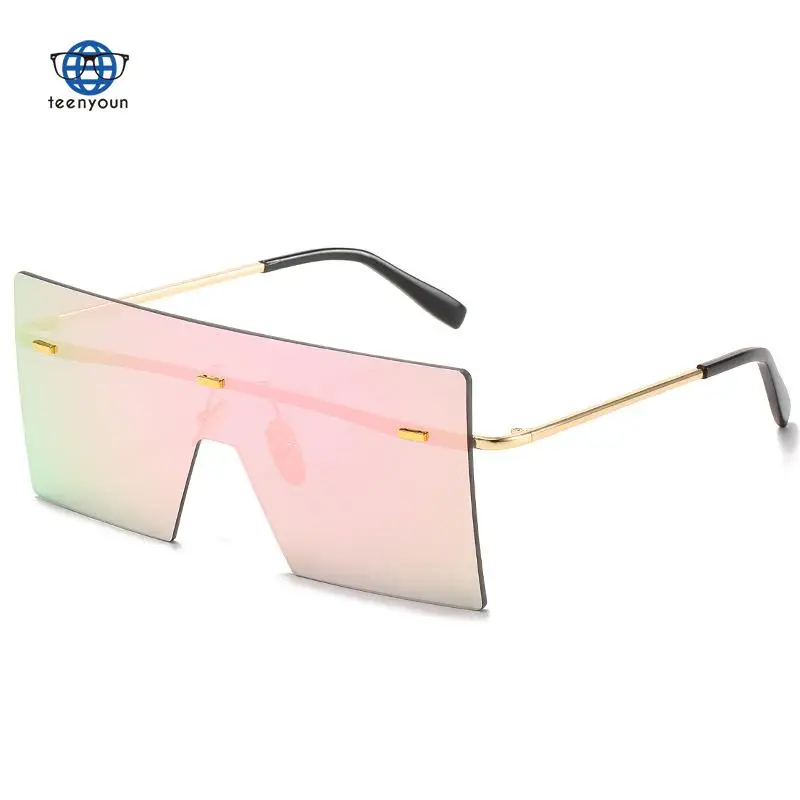 

Teenyoun New Frame Big Frame Sunglasses Fashion Reflective Colorful Sunglasses Women's International Station Glasses