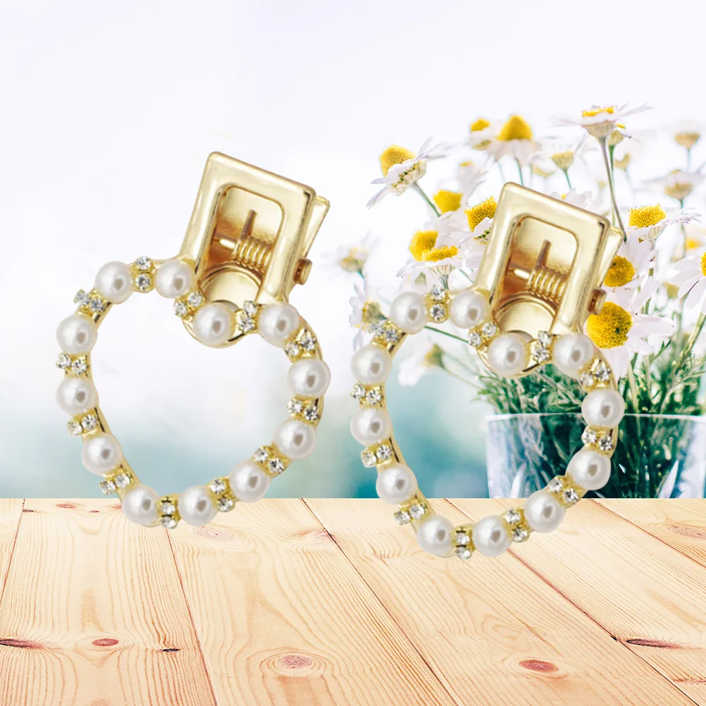 

2pcs Pearl Hair Clips for Wedding Bridal Faux Pearl Temperament Hair Hair Barrettes Accessories (Heart Shaped)
