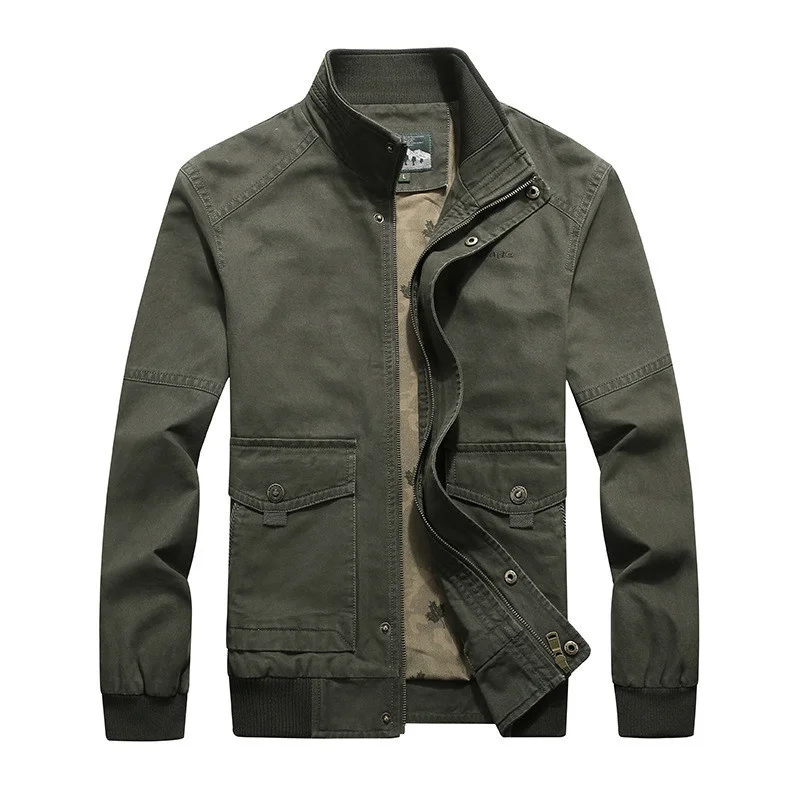 

New Business Casual Jacket Men Spring Autumn Cotton Military Outwear Windbreaker Soild Coats Male Size M-4XL Chaqueta Hombre