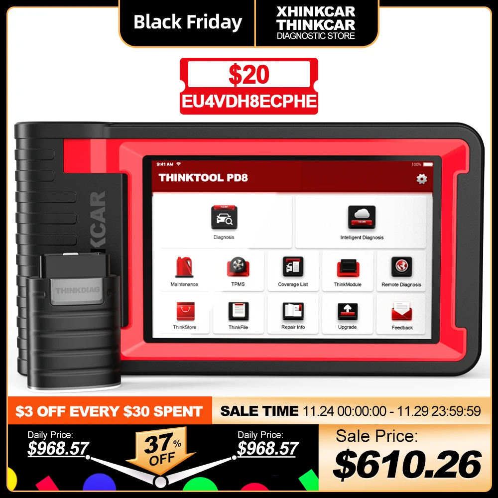 

THINKCAR THINKTOOL PD8 Professional OBD2 Car Diagnost Scanner Full System Auto Diagnost Tool Code Reader ECU Coding Active Test