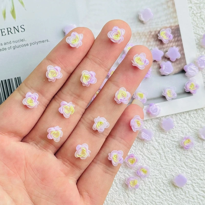 

100 шт., новый милый мини-цветок из смолы с плоской задней частью, орнамент для изготовления ювелирных изделий, аксессуары для маникюра, прически A46