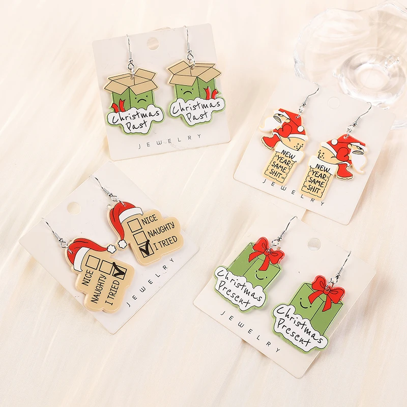 1 пара рождественских серег-капель акриловые милые подарочные коробки