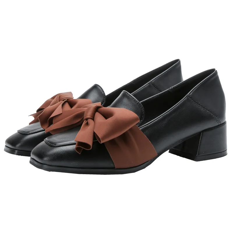 

2023 европейские и американские женские осенние новые британские повседневные туфли на толстом каблуке 4188