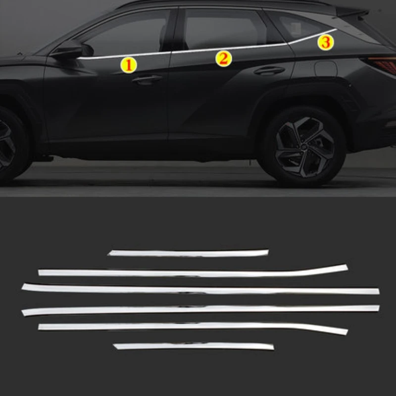 

For Hyundai Tucson NX4 2021 2022 Stainless Steel Bottom Window Sill Trims Windows Molding Garnish Strips Stickers
