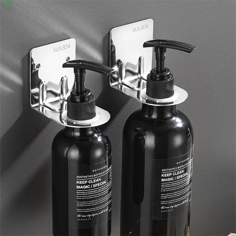 

Punch-Free Shower Gel Bottle Hooks Wall Mounted Adjustable Metal Folding Shower Gel Storage Racks Bathroom Accessory Top THK061