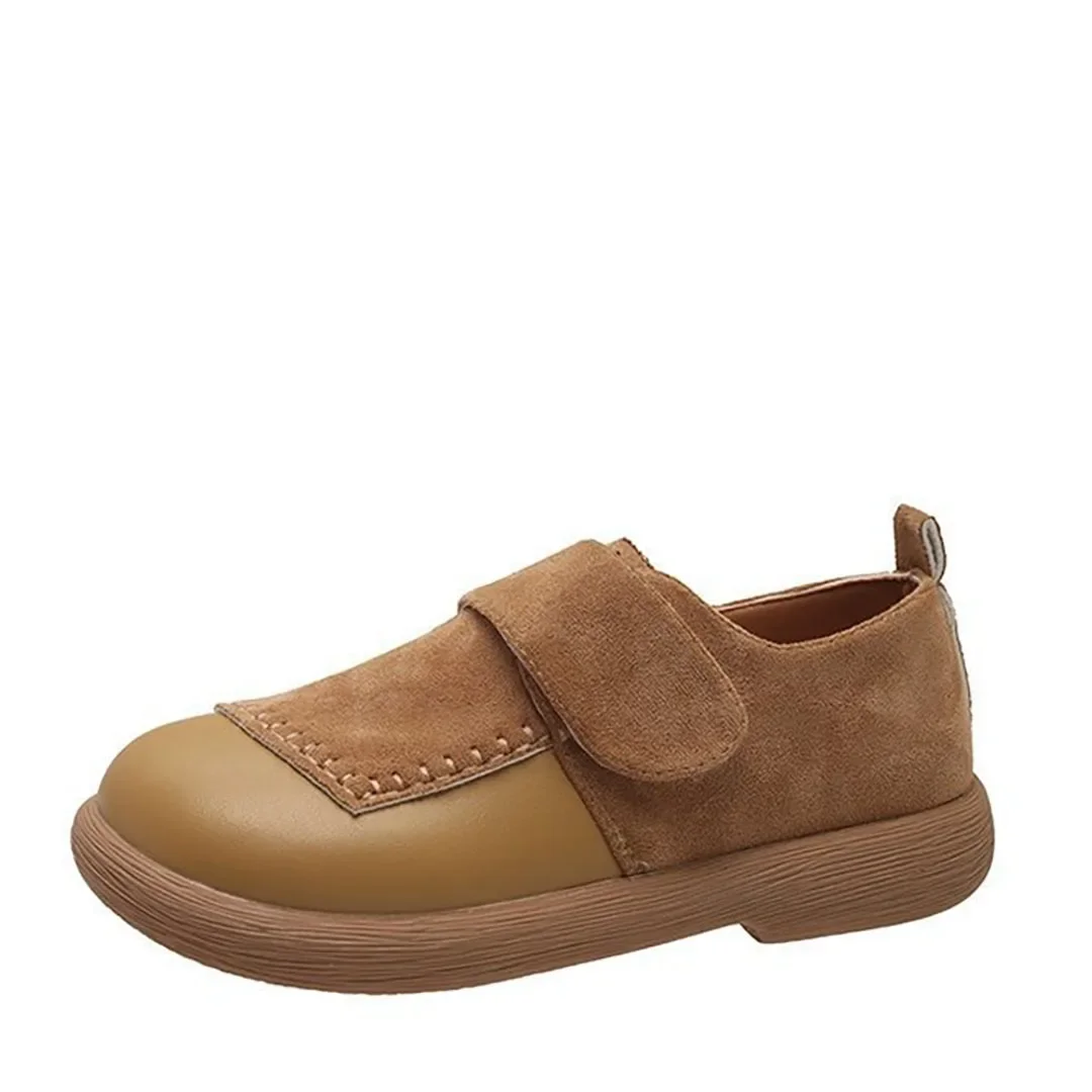 Khaqi Женские туфли на низком квадратном каблуке с круглой головкой осенняя