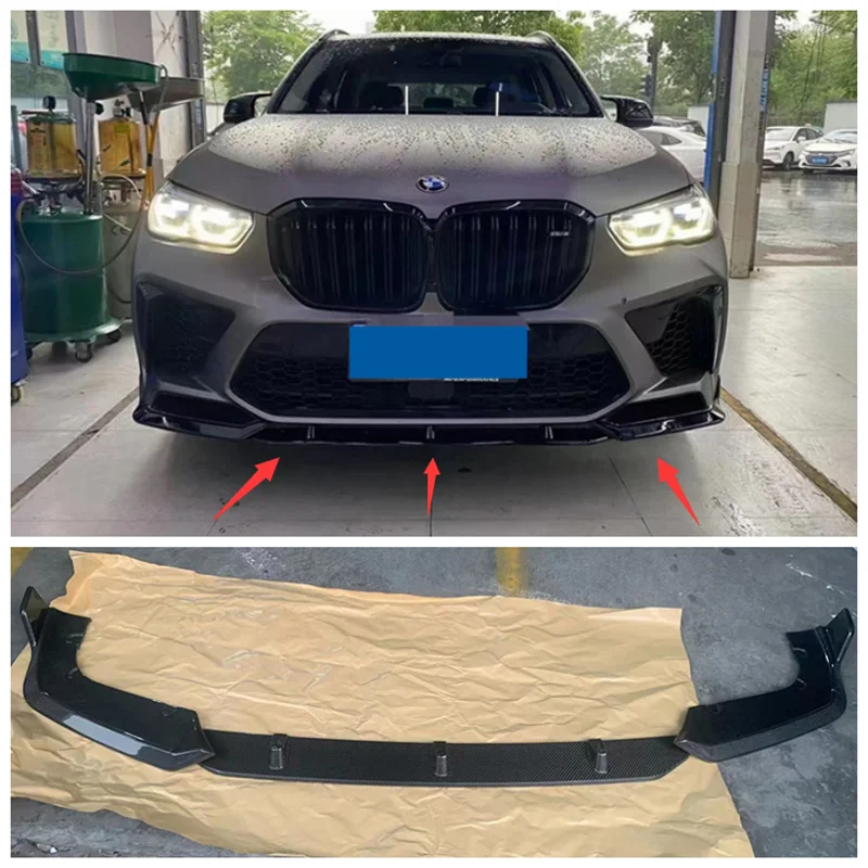 

Высококачественный черный бампер из углеродного волокна и АБС, передний разветвитель для губ, диффузор, спойлер для губ для BMW F95 X5M 2019 2020 2021 2022
