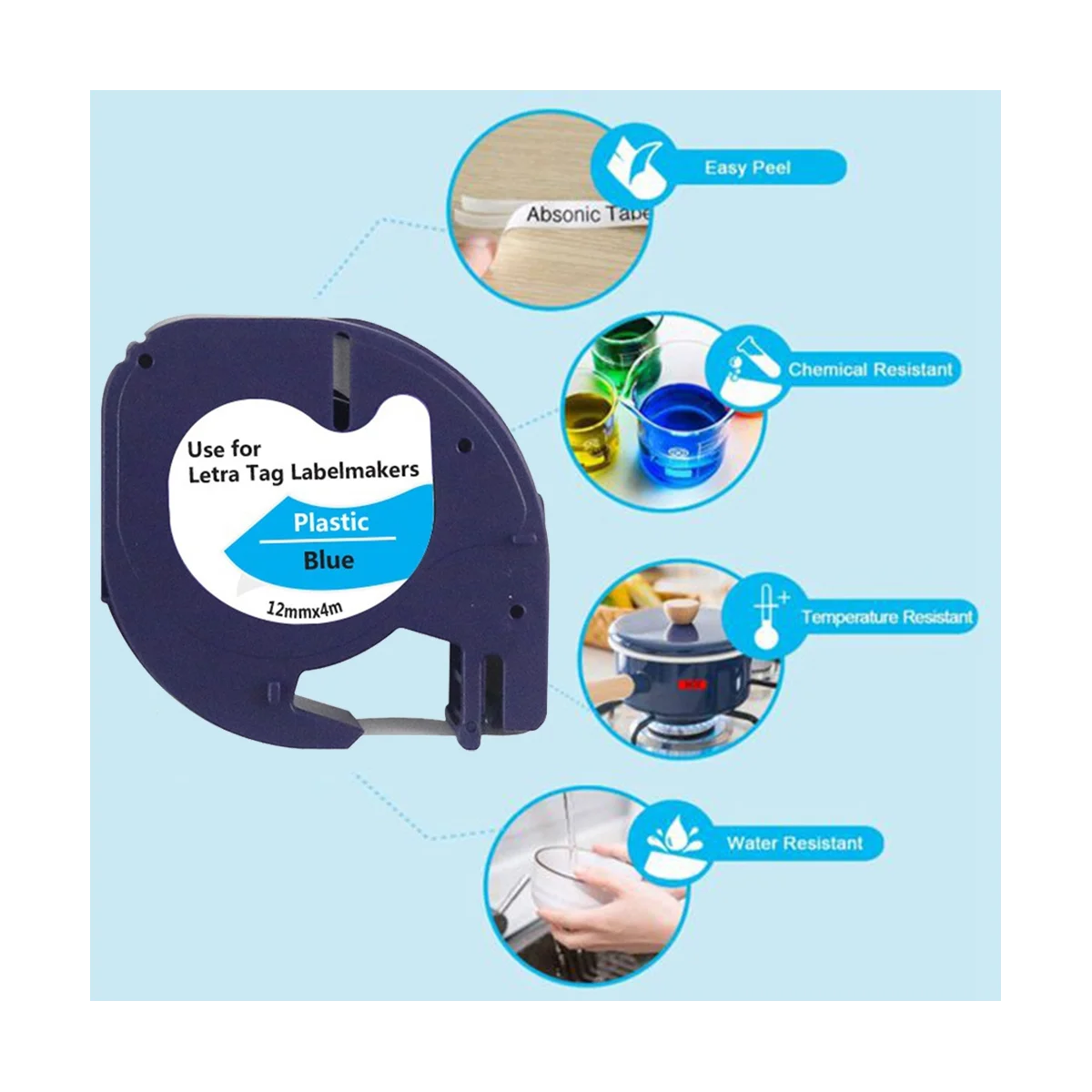 6 шт. 91205 лент для этикеток LetraTag -100T -100H 12 мм x 4 м термопечатная бумага